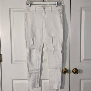 Distressed White Jeans